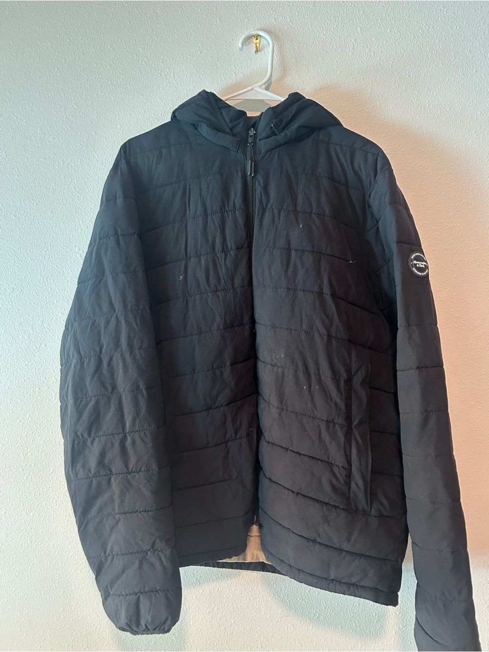 Abercrombie & Fitch Black Quilted Hooded Puffer Jacket